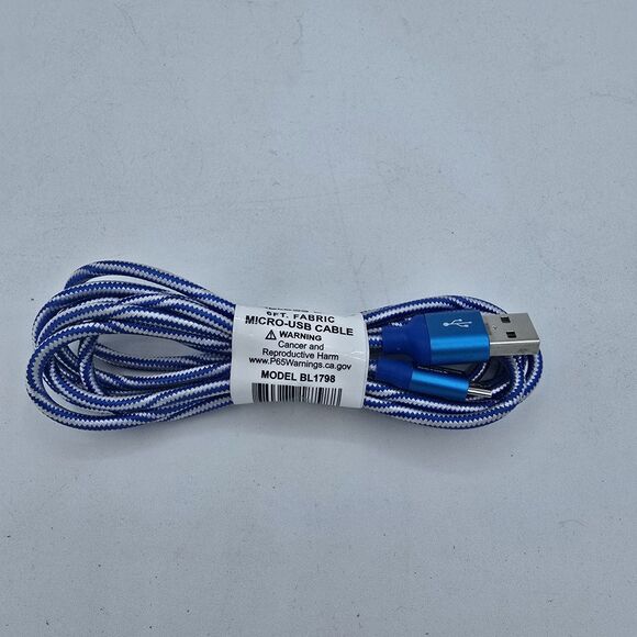 Wireless Gear 6 ft micro usb sync and charge cable. Fabric material. - Picture 1 of 4